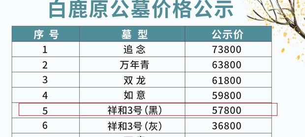 西安白鹿陵园墓型祥和号黑